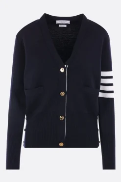 Topwear>THOM BROWNE cardigan Milano in lana 4bar Blu