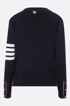 Topwear>THOM BROWNE cardigan Milano in lana 4bar Blu