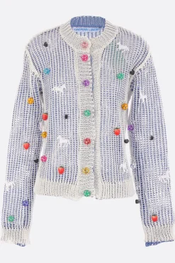 Topwear>CHOPOVA LOWENA cardigan Trip Trip in rete di lino Blu