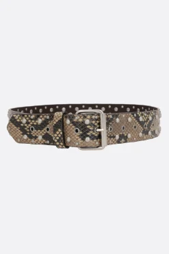 Cinture>DRIES VAN NOTEN cintura in pelle stampa pitone con borchie Neutro