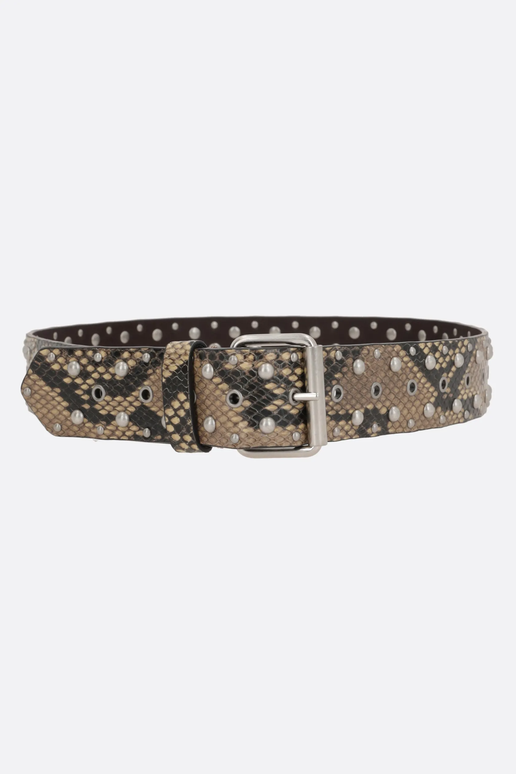 Cinture>DRIES VAN NOTEN cintura in pelle stampa pitone con borchie Neutro