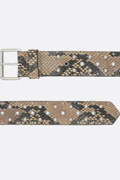 Cinture>DRIES VAN NOTEN cintura in pelle stampa pitone con borchie Neutro