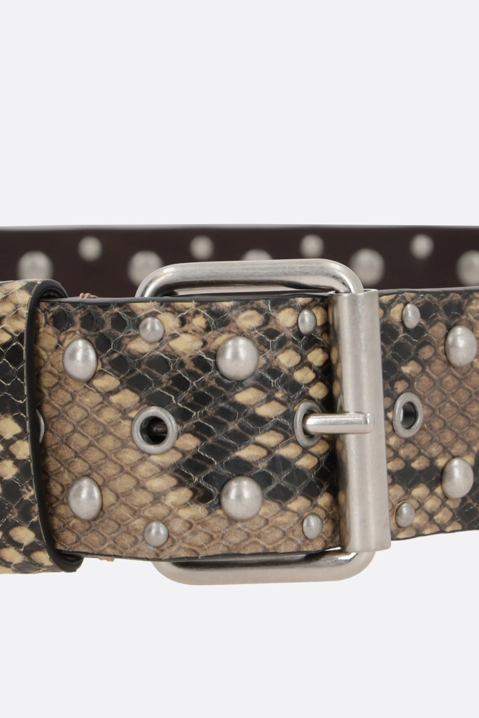 Cinture>DRIES VAN NOTEN cintura in pelle stampa pitone con borchie Neutro