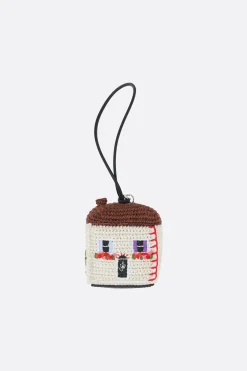 Piccola Pelletteria>JW ANDERSON ciondolo da borsa House in crochet Bianco