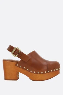 Décolletés E Slingbacks>CHLOÉ clog platform Jeannette in pelle lucida Marrone
