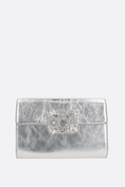 Clutch E Buste>ROGER VIVIER clutch Efflorescence mini in nappa laminata Argento