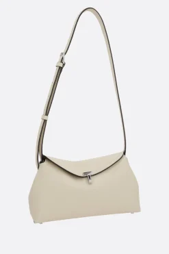 Clutch E Buste>TOTEME clutch T-Lock in pelle martellata Bianco