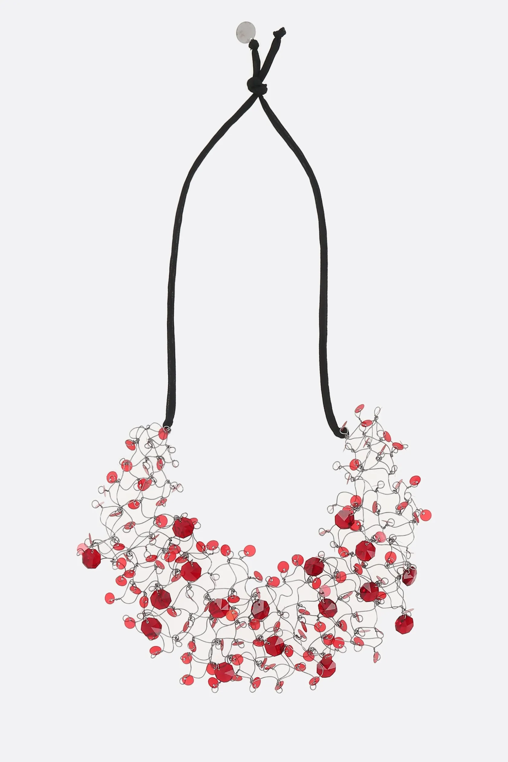 Gioielli>MARIA CALDERARA collana con paillettes e cristalli Rosso