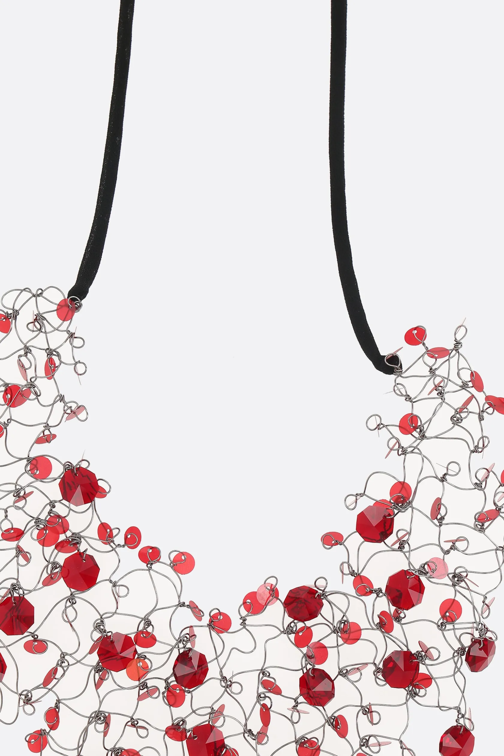 Gioielli>MARIA CALDERARA collana con paillettes e cristalli Rosso
