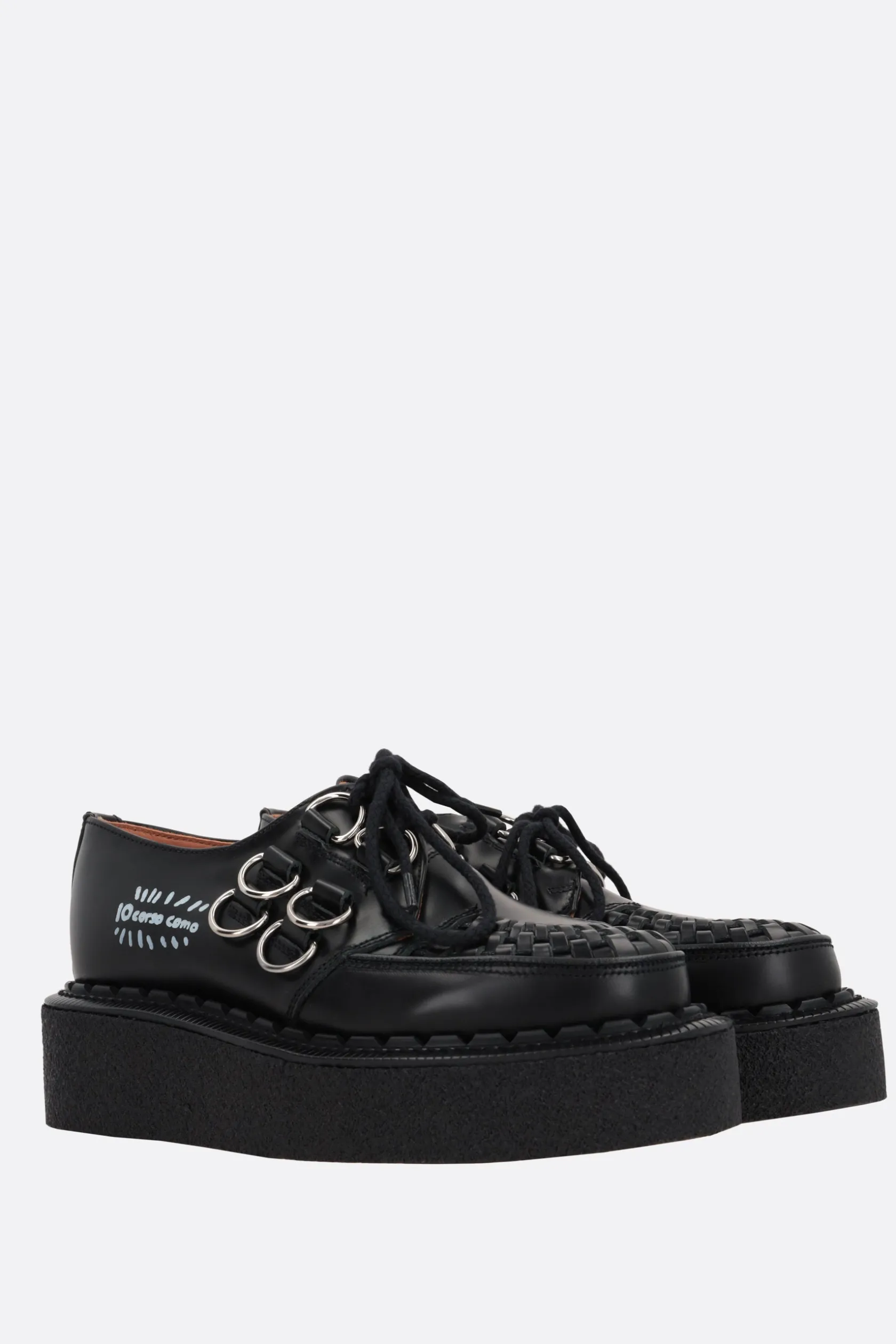 Scarpe Stringate>GEORGE COX X 10 CORSO COMO creeper Gibson in pelle lucida Nero