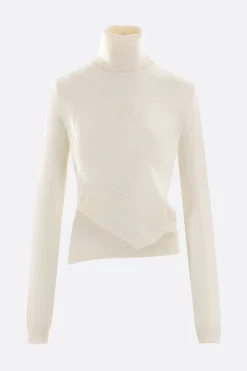 Topwear>MM6 dolcevita destrutturato in misto lana Bianco