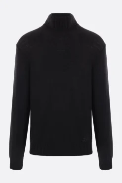 Topwear>JIL SANDER dolcevita in lana ricamo JS+ Nero