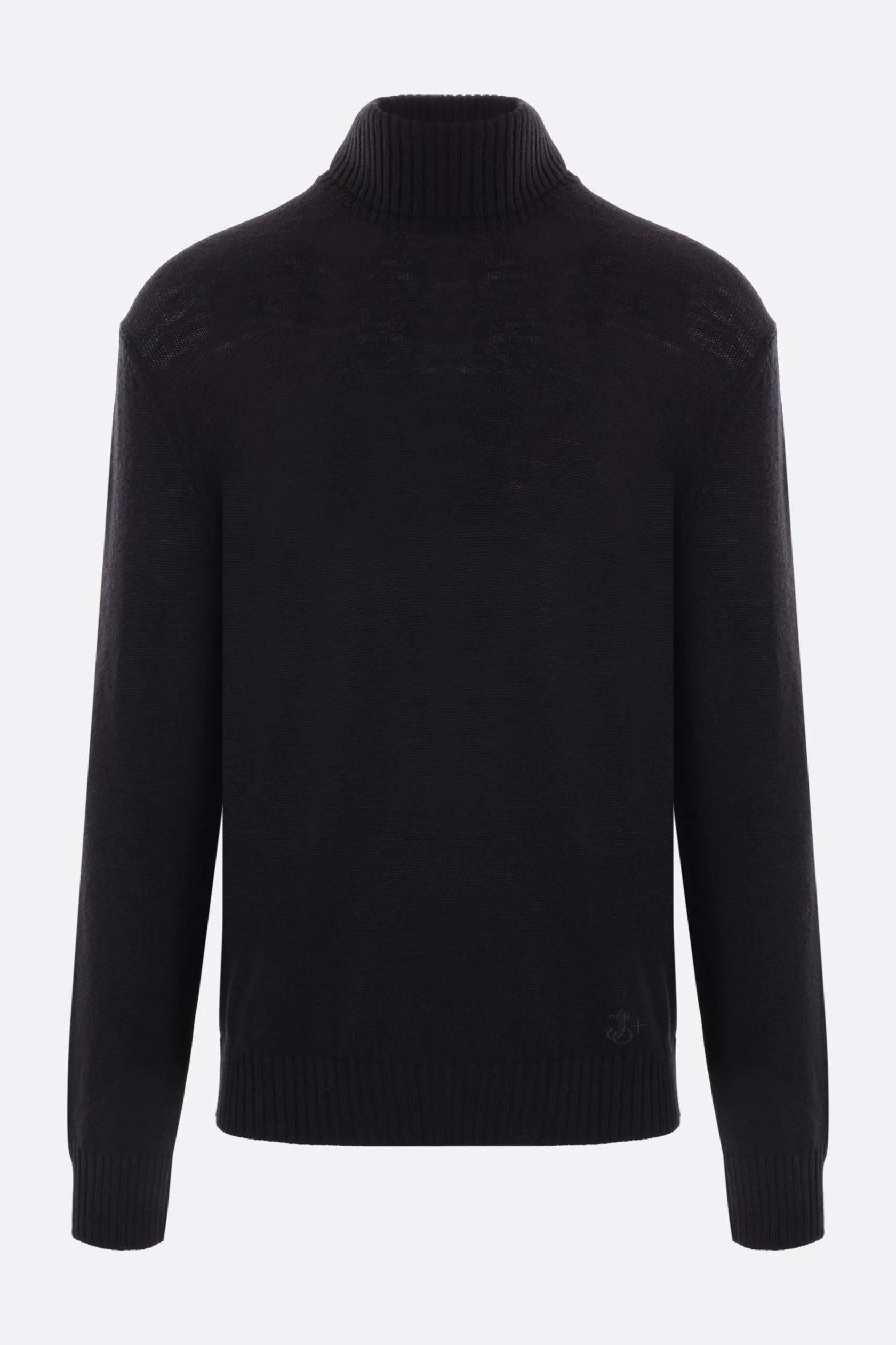 Topwear>JIL SANDER dolcevita in lana ricamo JS+ Nero