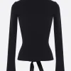 Topwear>BALENCIAGA dolcevita in maglia a coste con lacci Nero