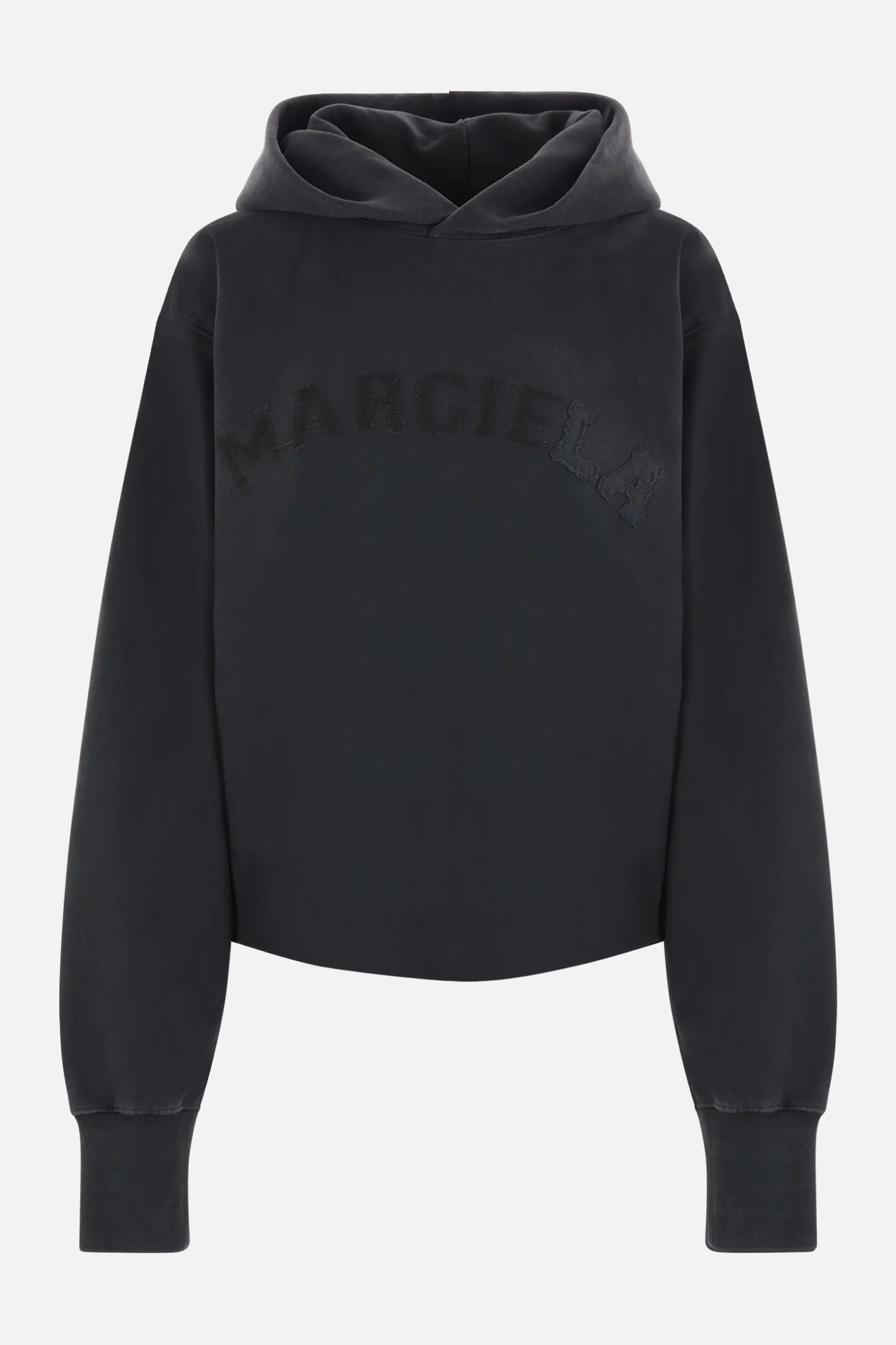 Topwear>MAISON MARGIELA felpa cropped con cappuccio in jersey Nero