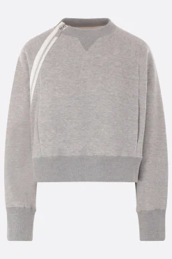 Topwear>SACAI felpa cropped in jersey Grigio