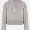 Topwear>SACAI felpa cropped in jersey Grigio