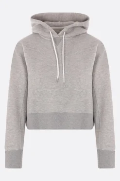 Topwear>SACAI felpa cropped in jersey Grigio