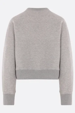 Topwear>SACAI felpa cropped in jersey Grigio