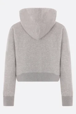 Topwear>SACAI felpa cropped in jersey Grigio
