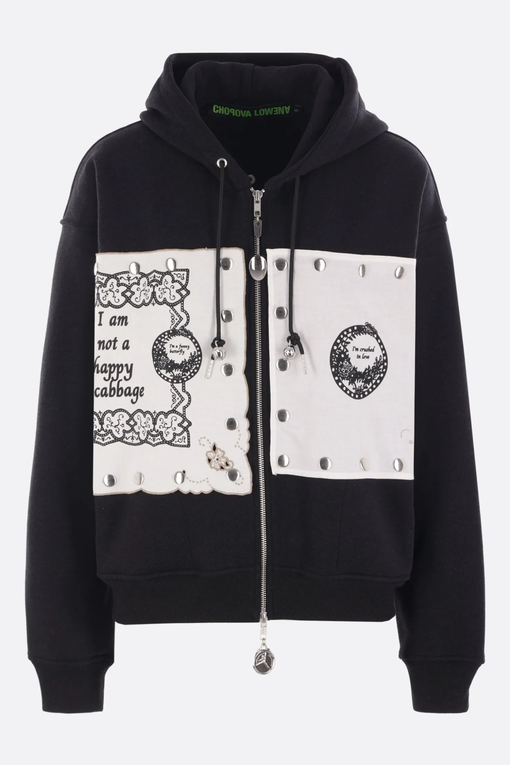 Topwear>CHOPOVA LOWENA felpa full-zip Emotional Napkin in jersey Nero