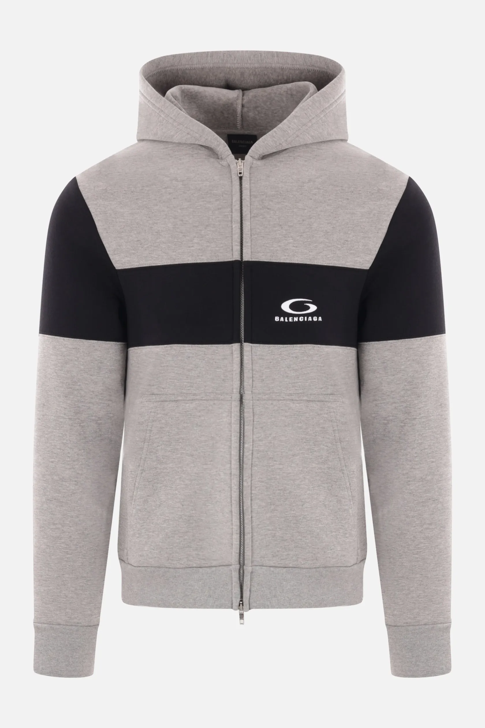 Topwear>BALENCIAGA felpa full-zip in jersey Grigio