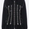 Topwear>UNDERCOVER felpa full-zip in jersey con lacci Nero