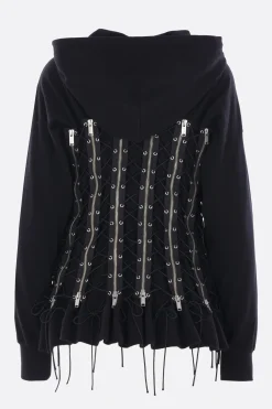 Topwear>UNDERCOVER felpa full-zip in jersey con lacci Nero