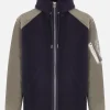 Topwear>SACAI felpa full-zip in jersey e twill Blu