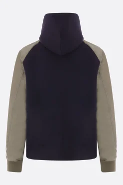 Topwear>SACAI felpa full-zip in jersey e twill Blu
