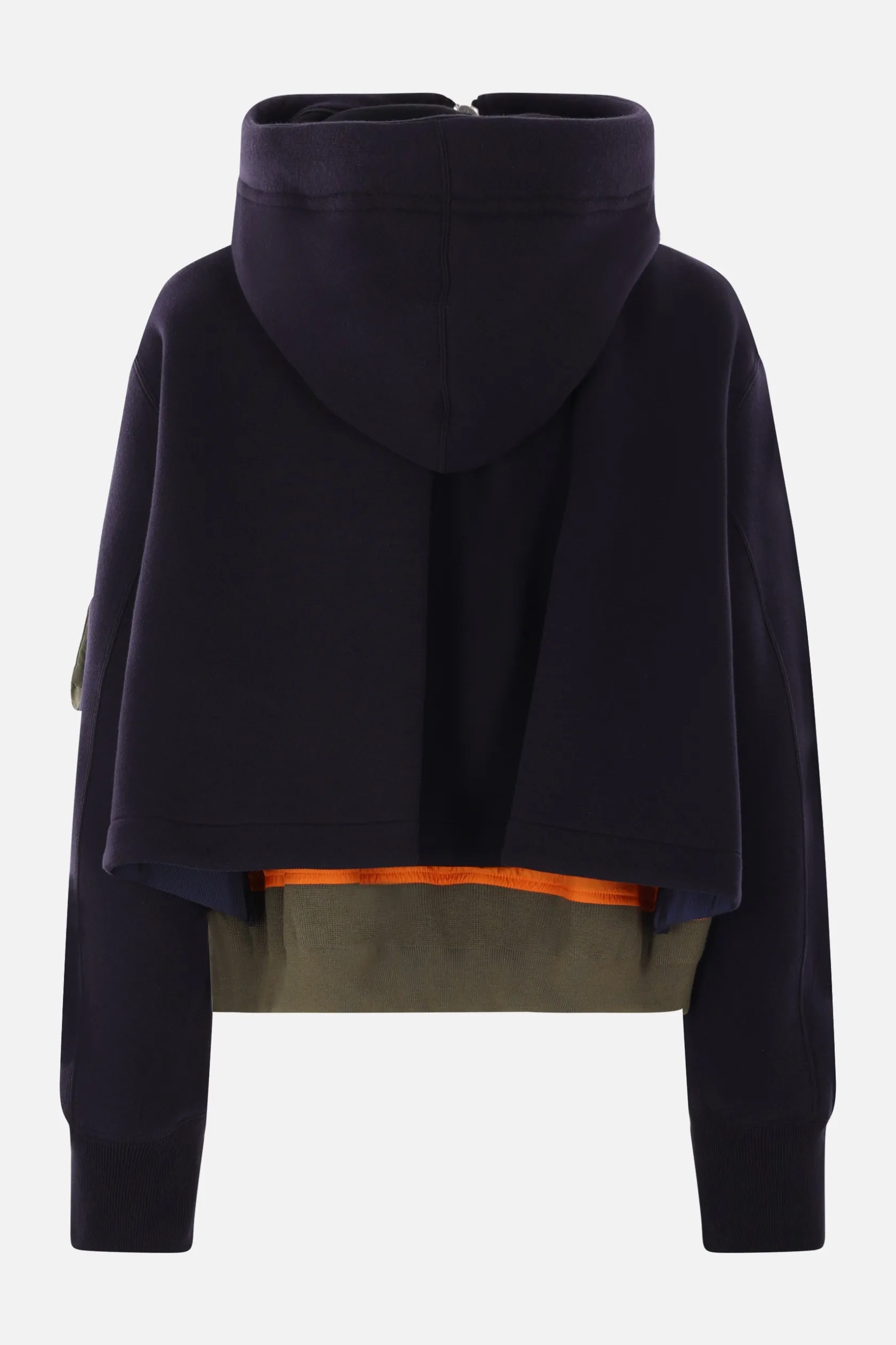 Topwear>SACAI felpa full-zip in jersey e nylon Blu