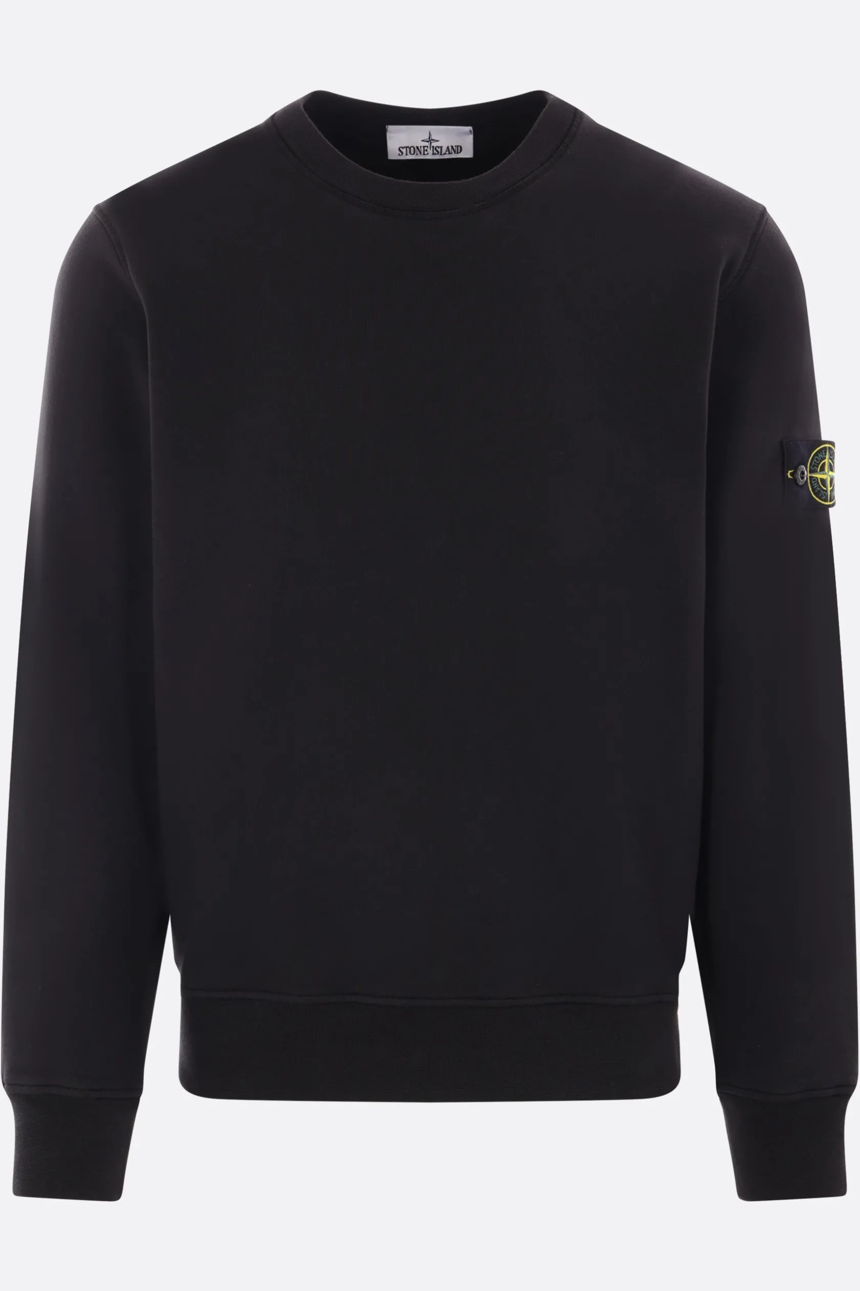 Topwear>STONE ISLAND felpa in jersey con badge logo Nero