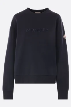 Topwear>MONCLER felpa in jersey ricamo logo Blu
