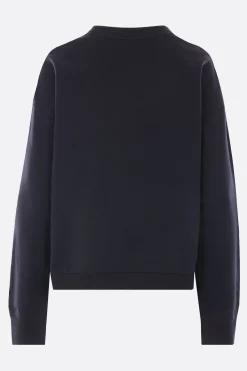 Topwear>MONCLER felpa in jersey ricamo logo Blu
