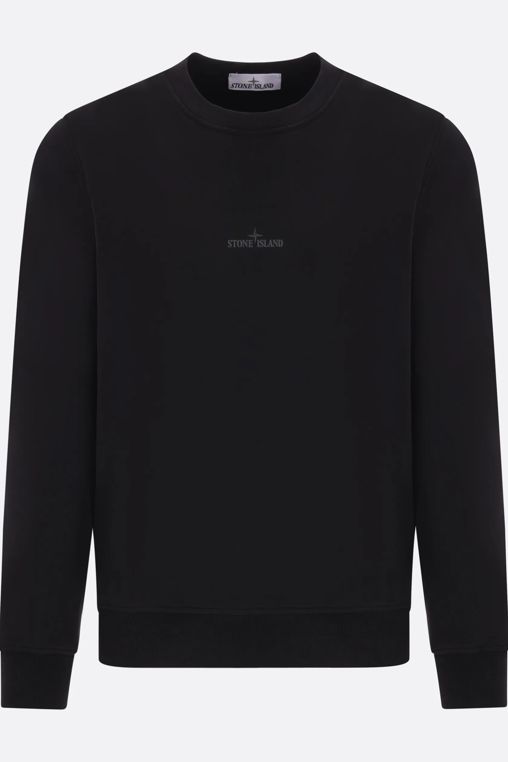 Topwear>STONE ISLAND felpa in jersey stampa logo Nero