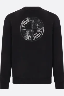 Topwear>STONE ISLAND felpa in jersey stampa logo Nero