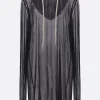 Topwear>RICK OWENS felpa long-fit in viscosa semi-trasparente Nero