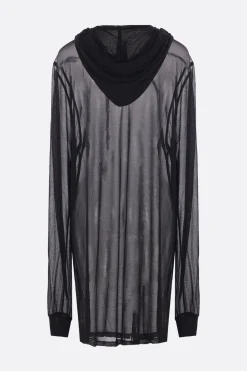 Topwear>RICK OWENS felpa long-fit in viscosa semi-trasparente Nero