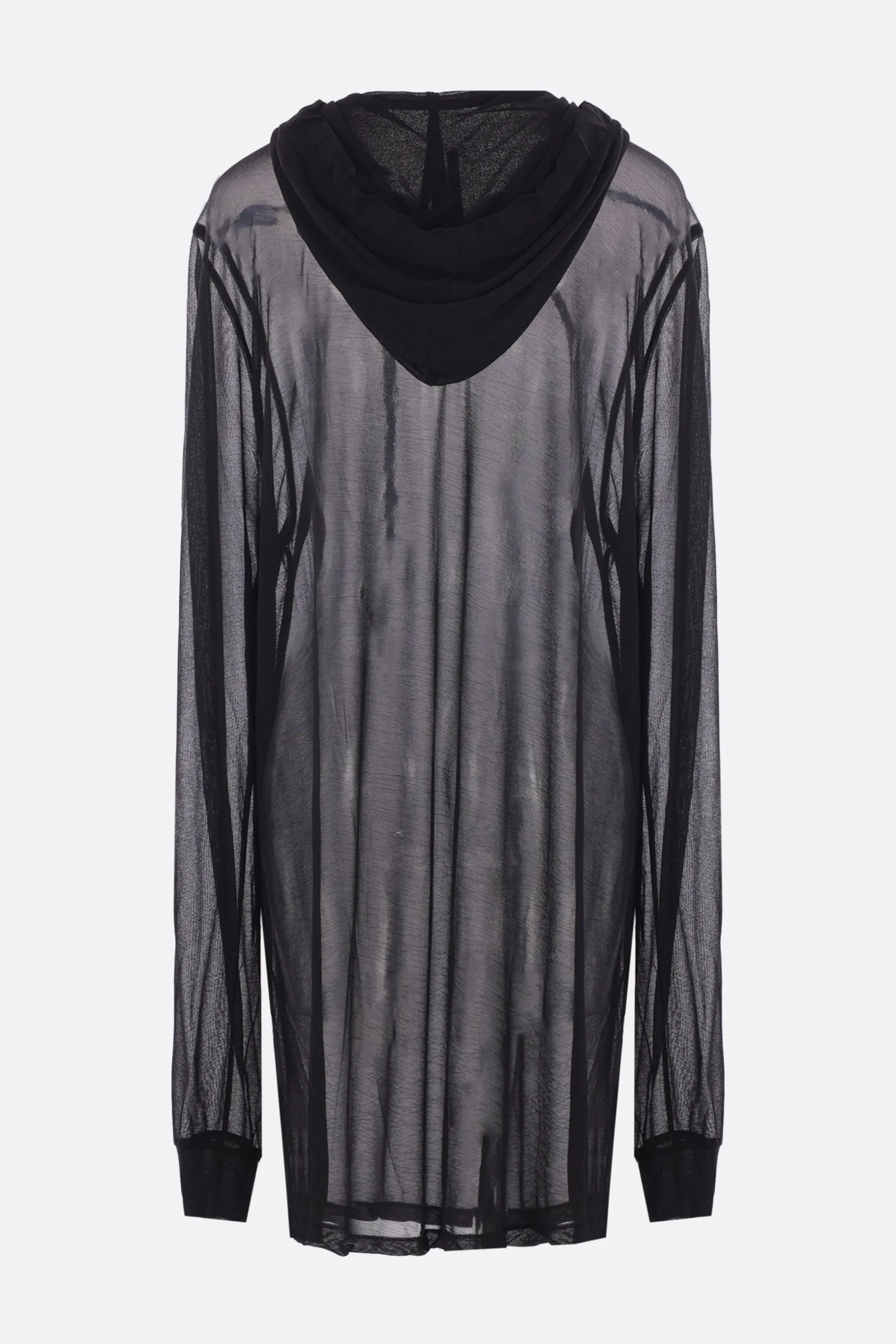 Topwear>RICK OWENS felpa long-fit in viscosa semi-trasparente Nero