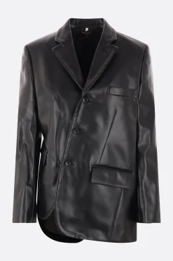 Capispalla>COMME DES GARÇONS giacca asimmetrica in ecopelle Nero