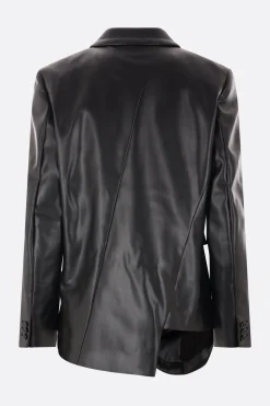 Capispalla>COMME DES GARÇONS giacca asimmetrica in ecopelle Nero