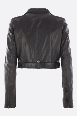 Capispalla>RICK OWENS giacca biker cropped Luke in pelle Nero