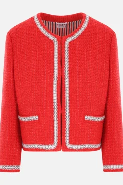 Capispalla>THOM BROWNE giacca cardigan in tweed Rosso