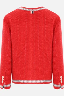 Capispalla>THOM BROWNE giacca cardigan in tweed Rosso