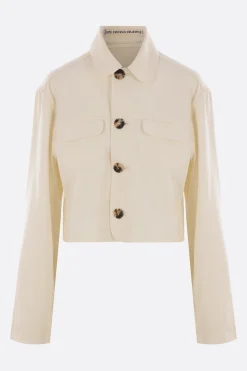 Capispalla>META CAMPANIA COLLECTIVE giacca cropped Camille in twill Bianco