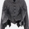 Capispalla>TAO COMME DES GARÇONS giacca cropped in cotone check e tulle Nero
