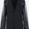 Capispalla>COMME DES GARÇONS HOMME PLUS giacca destrutturata in lana ed ecopelle Nero