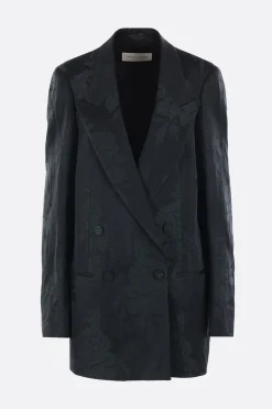 Capispalla>DRIES VAN NOTEN giacca doppiopetto Blink in jacquard Verde