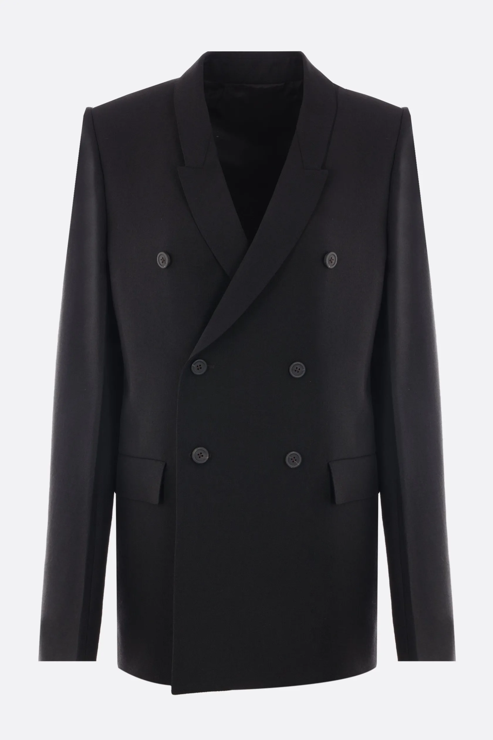 Capispalla>RICK OWENS giacca doppiopetto in lana Nero