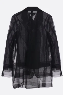 Capispalla>COMME DES GARÇONS giacca doppiopetto in tulle e organza Nero